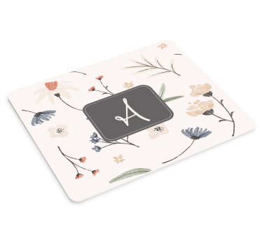 Podloga za miš s imenom cvjetni monogram inicijal - TenStickers
