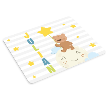 Podloga za miš s imenom medvjed drži zvijezdu - TenStickers