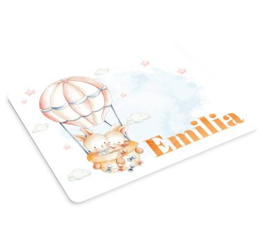 Podloga za miš s imenom zec u vrućem zračnom balonu - TenStickers