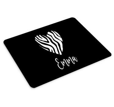 Podloga za miš s imenom zebra srce u obrisi - TenStickers