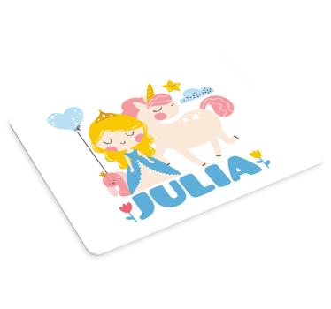 Podloga za miš s imenom princeza i jednorog - TenStickers
