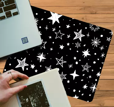Crna zvijezda uzorak bijela pozadina originalna podloga za miš - TenStickers