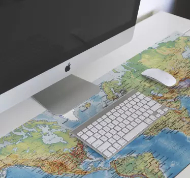 Fizički zemljovid svijeta karta svijeta vinil jastuk za miš - TenStickers