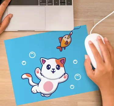 Gaming podloga za miš igračka mačka na ribolovu - TenStickers