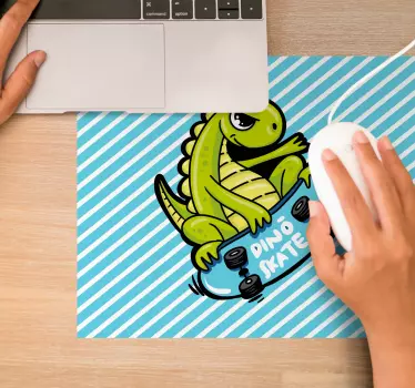 Gaming podloga za miš igrajući dinosaurus na skateboardu - TenStickers