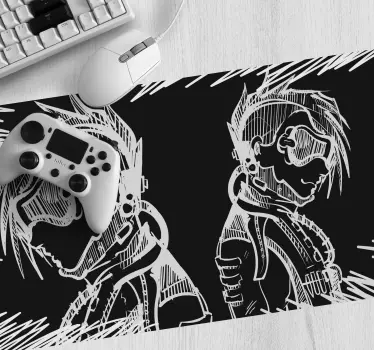 Gaming podloga za miš s dinamičnim siluetama likova - TenStickers