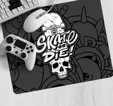 Gaming podloga za miš s grafikom lubanje na skateboardu - TenStickers