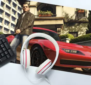 Gaming podloga za miš s likom pored crvenog vozila - TenStickers