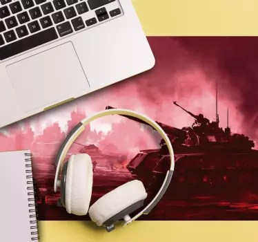 Gaming podloga za miš scena bitke tenkova - TenStickers