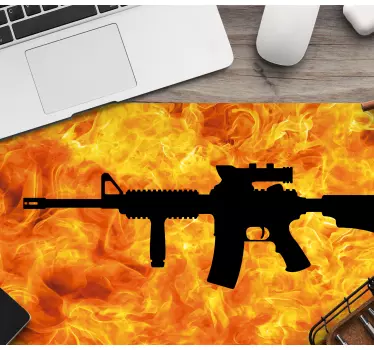 Gaming podloga za miš silueta plamena oružja - TenStickers