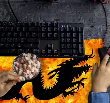 Gaming podloga za miš silueta vatrenog zmaja - TenStickers