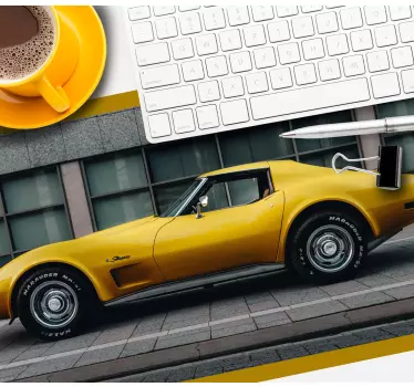 Gaming podloga za miš u stilu elegantnog žutog automobila - TenStickers