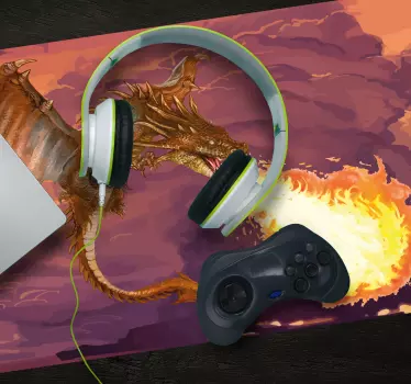 Gaming podloga za miš zmaj koji baca vatru - TenStickers