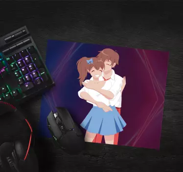 Podloga za miš anime slatki par u zagrljaju - TenStickers