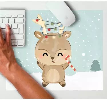 Podloga za miš božić veseli jelen s bombonima - TenStickers
