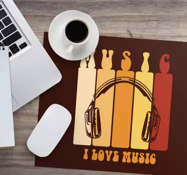 Podloga za miš citat s dizajnom glazbenih slušalica - TenStickers