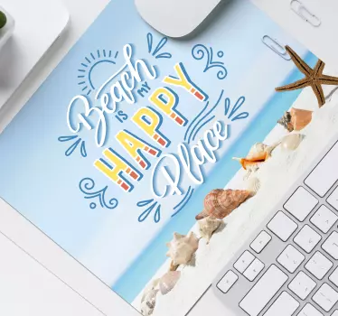 Podloga za miš citat sreća na plaži - TenStickers