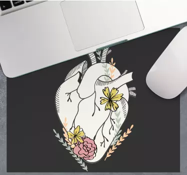 Podloga za miš izvornik anatomskog srca s cvijećem - TenStickers