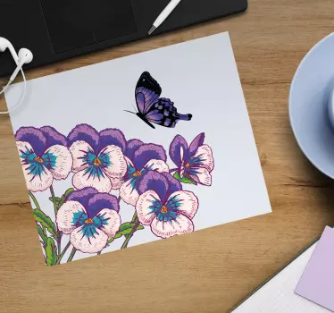 Podloga za miš izvornik ljubičasti cvjetni leptir - TenStickers