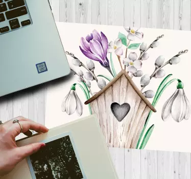 Podloga za miš izvornik Šarmantni buket kućica za ptice - TenStickers