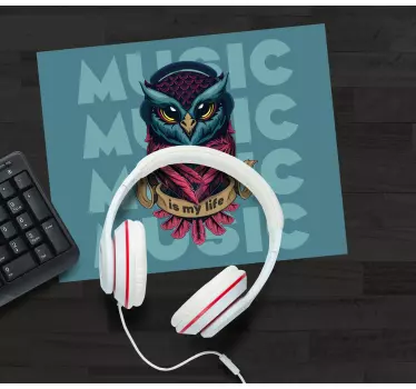 Podloga za miš izvornik sova s slušalicama - TenStickers