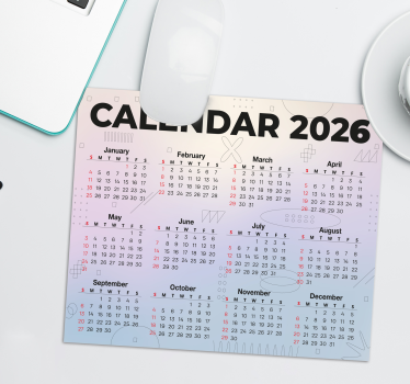 Podloga za miš s kalendarom 2026. - TenStickers