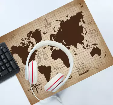 Podloga za miš karta svijeta retro globus - TenStickers