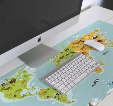 Podloga za miš karta svijeta šarena životinjska mapa - TenStickers
