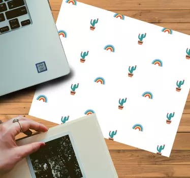Podloga za miš obrasci Šareni kaktusi i duge - TenStickers