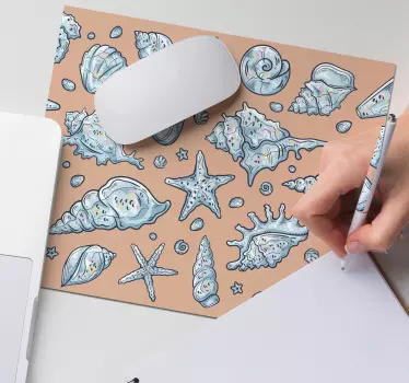 Podloga za miš obrasci školjke i morski zvijezdi - TenStickers