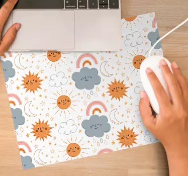 Podloga za miš obrasci veseli sunce i oblaci - TenStickers