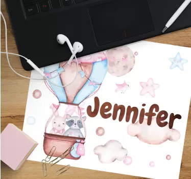 Podloga za miš s imenom avantura u balonu - TenStickers