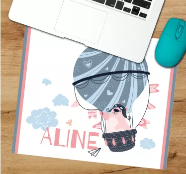 Podloga za miš s imenom dizajn balonske avanture - TenStickers