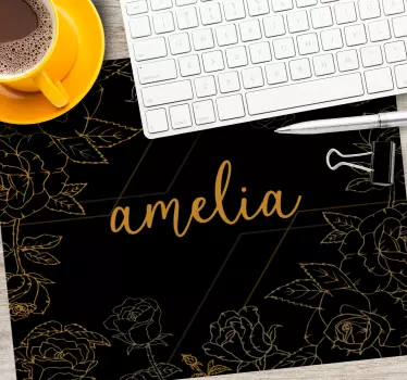Podloga za miš s imenom elegantna cvjetna personalizacija - TenStickers