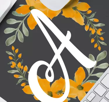 Podloga za miš s imenom floral inicijal a - TenStickers