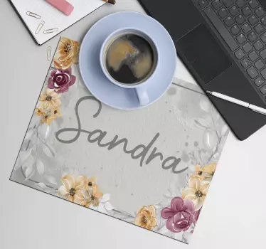 Podloga za miš s imenom floral personalizirani motiv - TenStickers
