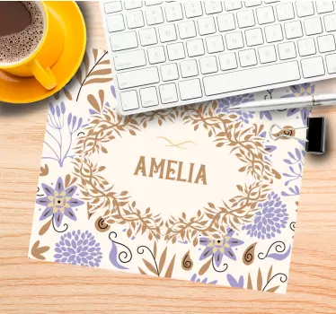 Podloga za miš s imenom floralni personalizirani aranžman - TenStickers