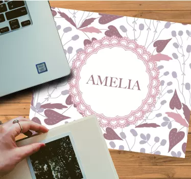 Podloga za miš s imenom personalizirani cvjetni aranžman - TenStickers