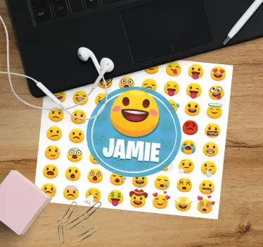 Podloga za miš s imenom s uzorkom emotikona veselih izraza - TenStickers