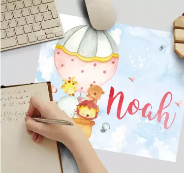 Podloga za miš s imenom slatka avantura s balonima - TenStickers