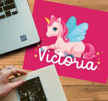 Podloga za miš s imenom u slatkom dizajnu jednoroga - TenStickers