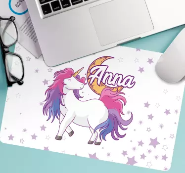 Podloga za miš s imenom u veseloj jednorog dizajnu - TenStickers