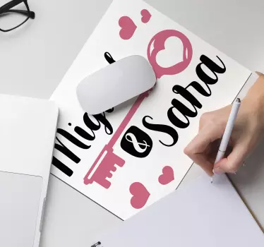 Romantični ključ prilagođeni otirač za miš - TenStickers