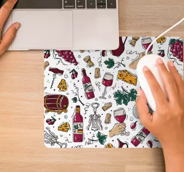 Uzorak grožđa, vina i sira uzorci podloga za miša - TenStickers