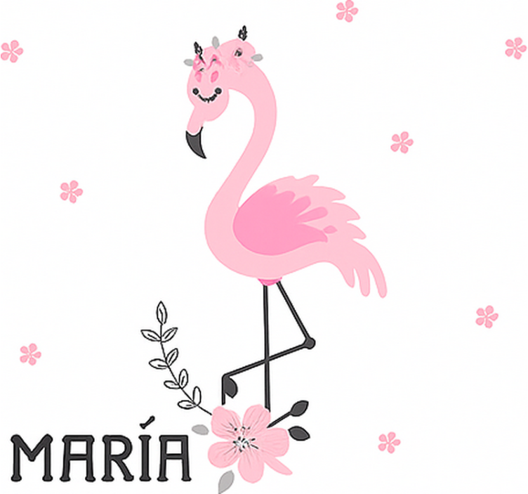 Zavjese za dječju sobu ružičasti flamenko s imenom - TenStickers