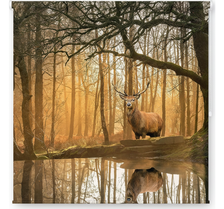 Rolo zavjese drveće zlatni jelen jezero - TenStickers