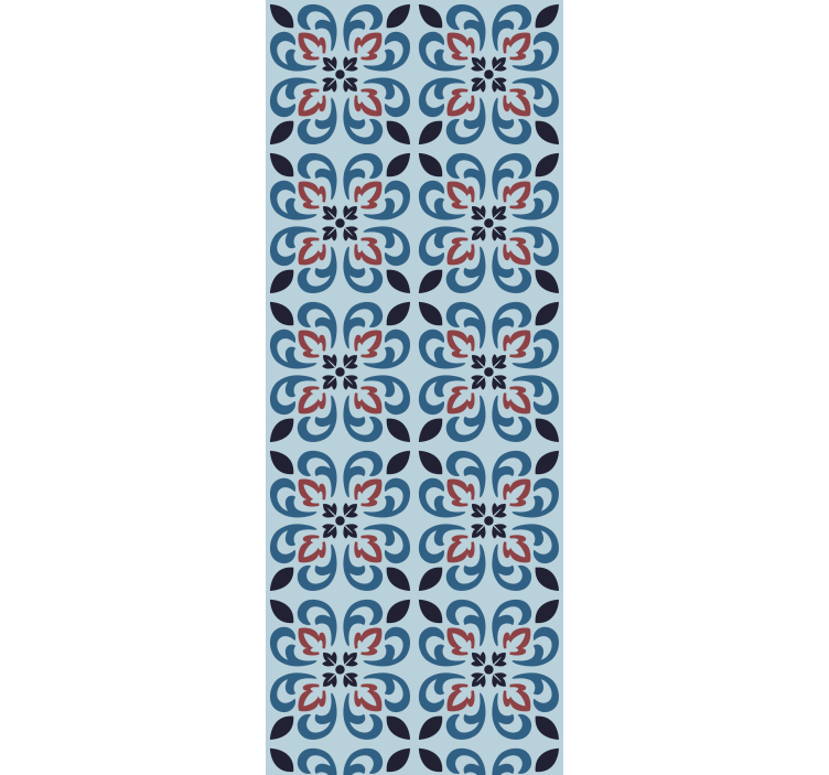 Zavjese za kuhinju u baby plavoj boji s uzorkom pločica - TenStickers