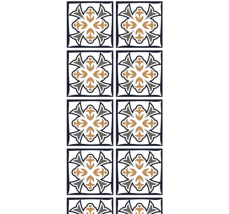 Zavjese za kuhinju u bež i crnoj portugalskoj pločici - TenStickers