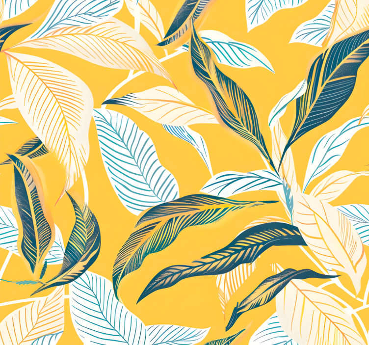 Rolo zavjese žuta boja s mediteranskom florom - TenStickers