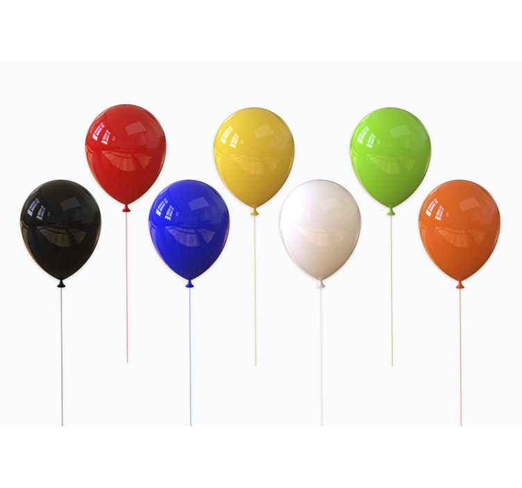 Bijele zavjese s 3d realističnim šarenim balonima - TenStickers